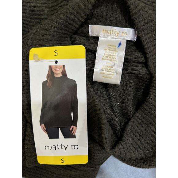 Matty M Forest Green Mock Turtleneck Dolman Sleeve Soft Tunic Sweater Small - Picture 5 of 6